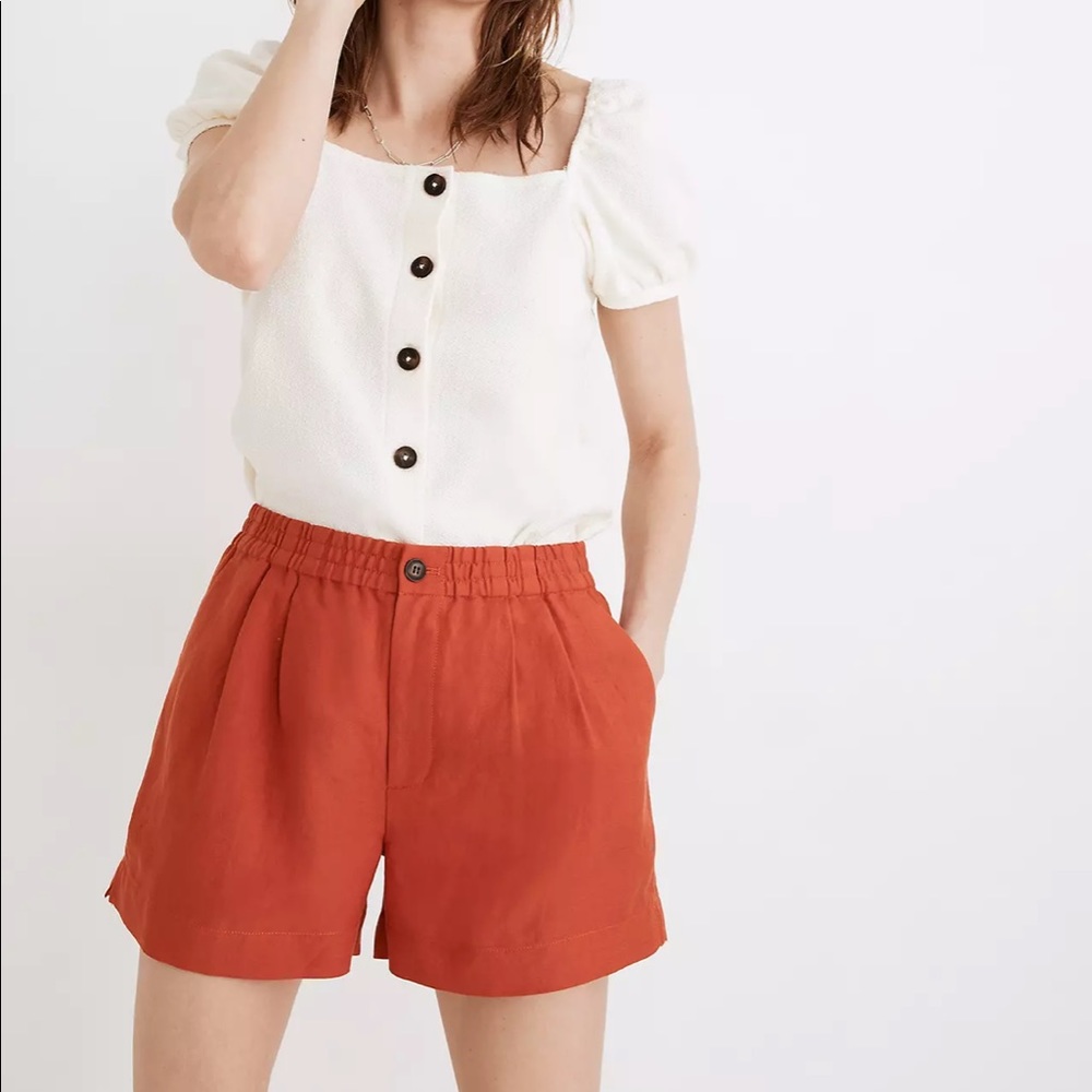 Madewell Linen-Blend Track Shorts Orange XS